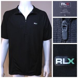 RLX RALPH LAUREN Polo Shirt LARGE Dri Fit 1/2 Zip Up ACTIVEWEAR Spellout SIZE L